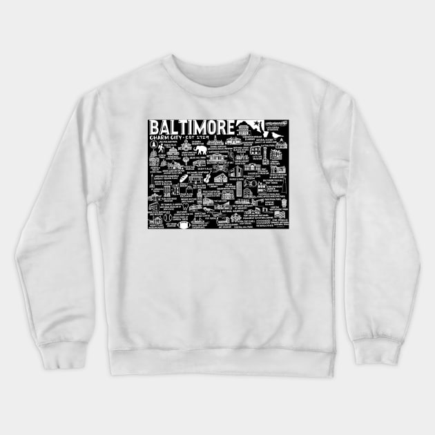 Baltimore Map Crewneck Sweatshirt by fiberandgloss